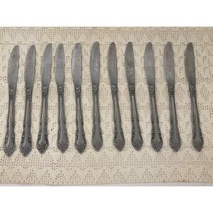 Rogers Dream Rosebud Stainless Steel Dinner Knives Set of‎ 11 Floral Korea VTG